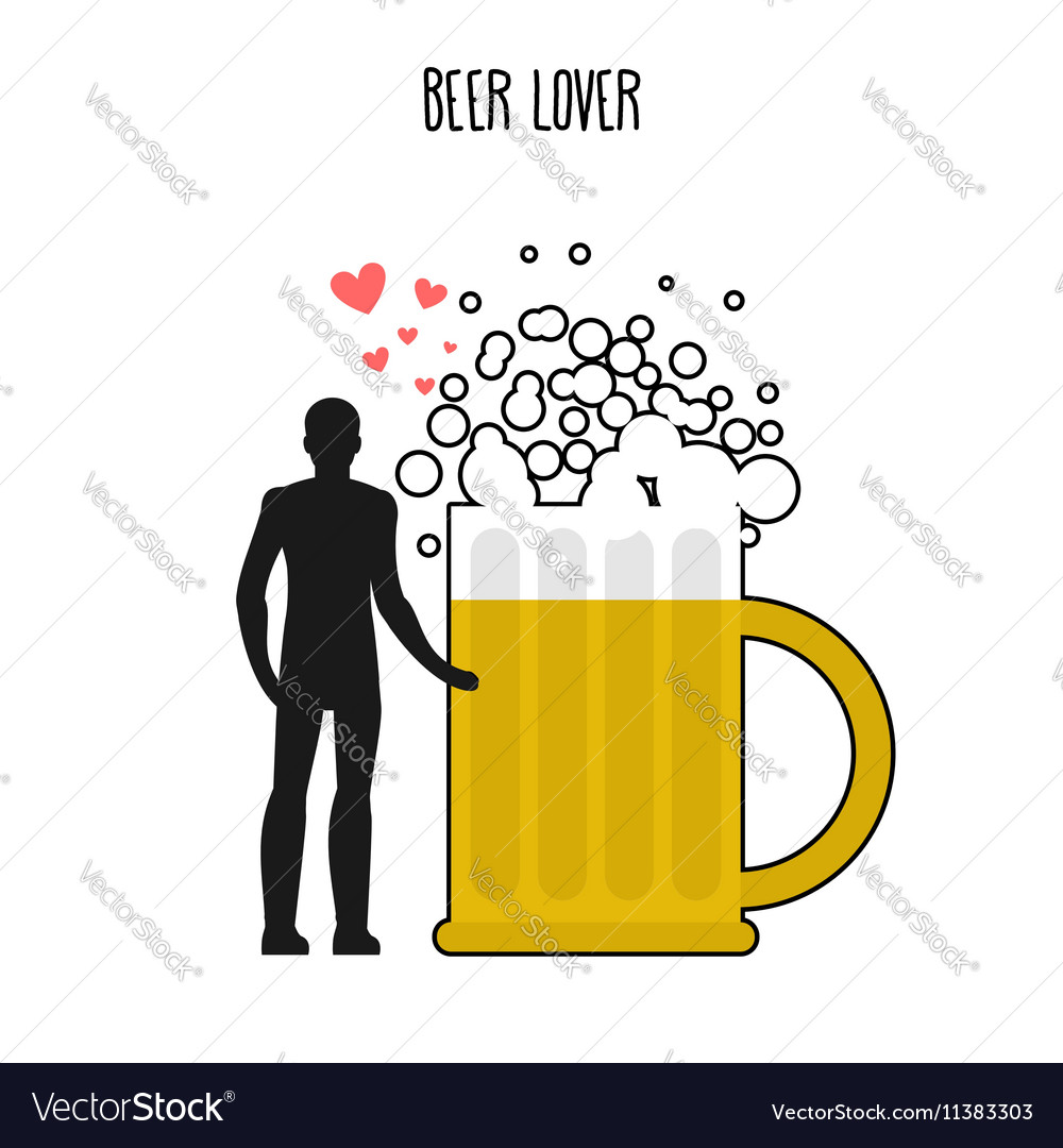 Lover beer infatuated with foamy drink man