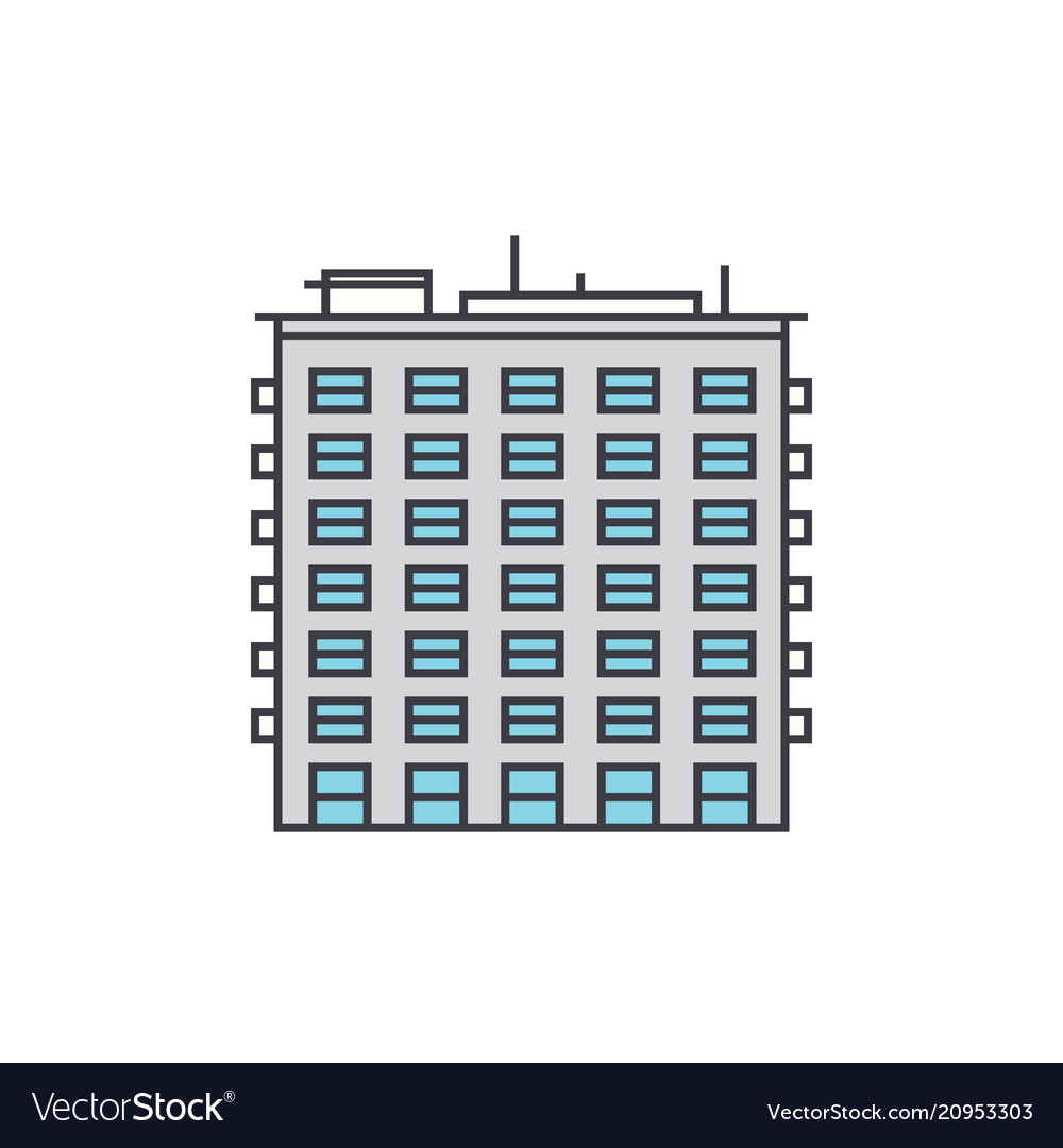 Multi storey building line icon concept Royalty Free Vector