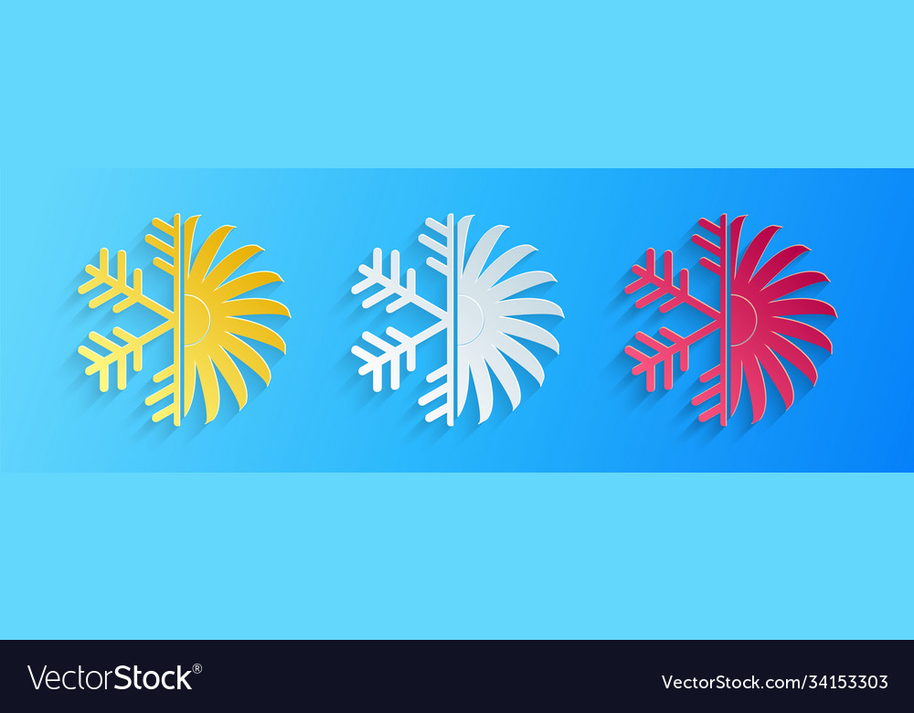 Paper cut air conditioner icon isolated on blue