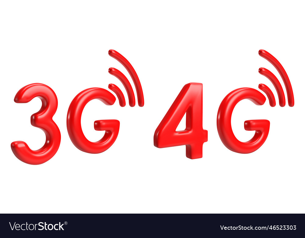 Realistic 3g 4g 3d icons internet network