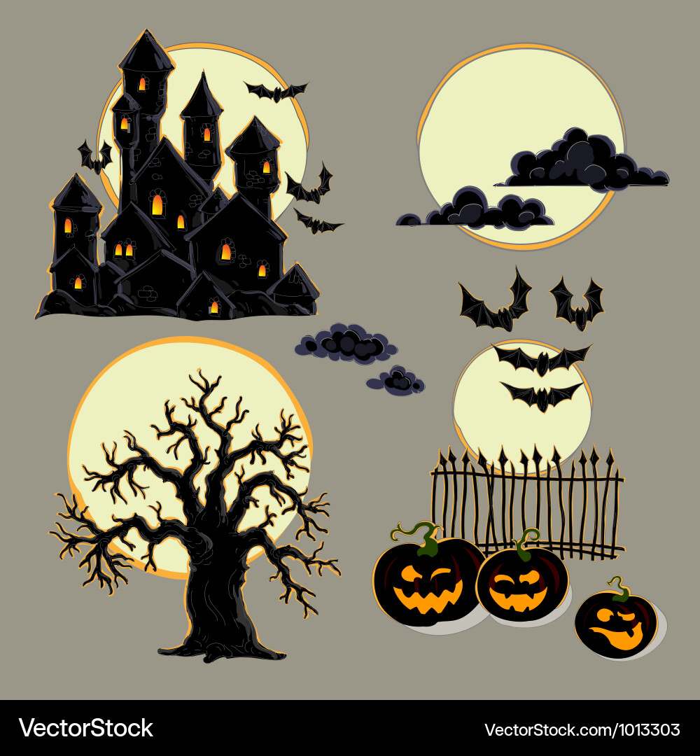 Set halloween elements Royalty Free Vector Image