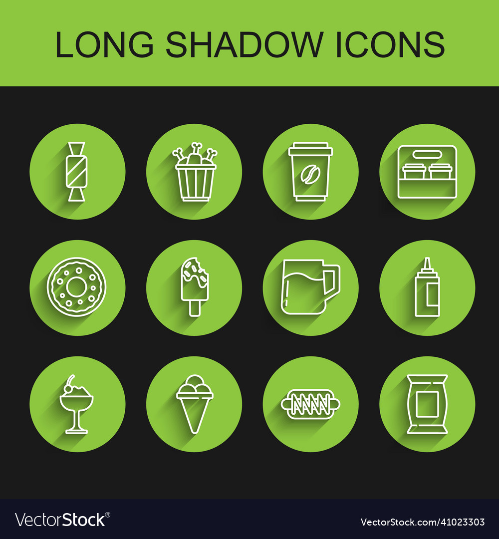 Set line ice cream in bowl waffle cone candy Vector Image