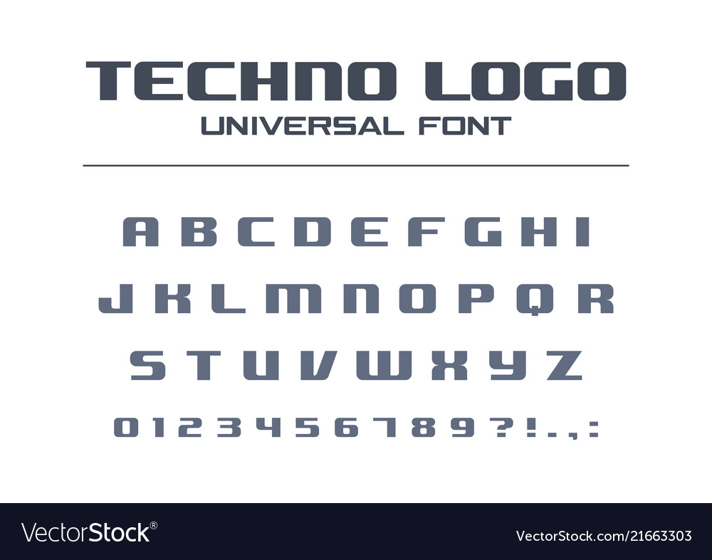 Technology bold font geometric typography style Vector Image