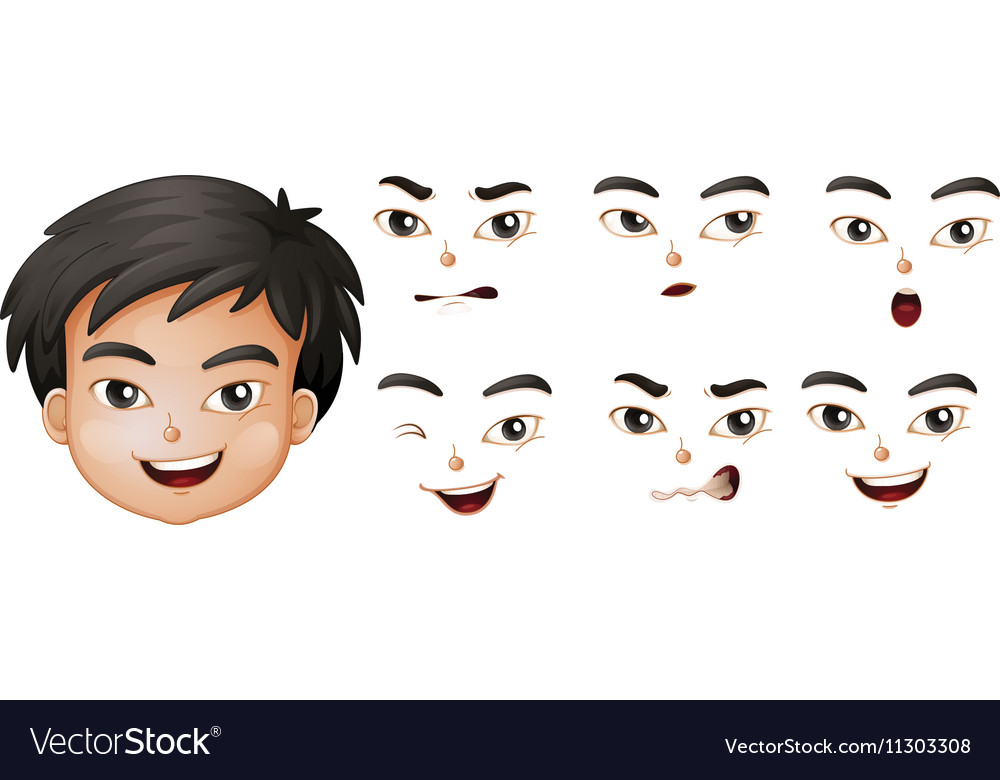 Boy With Different Facial Expressions Royalty Free Vector