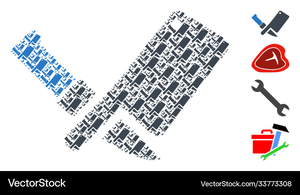 Butchery knives recursion collage self items Vector Image