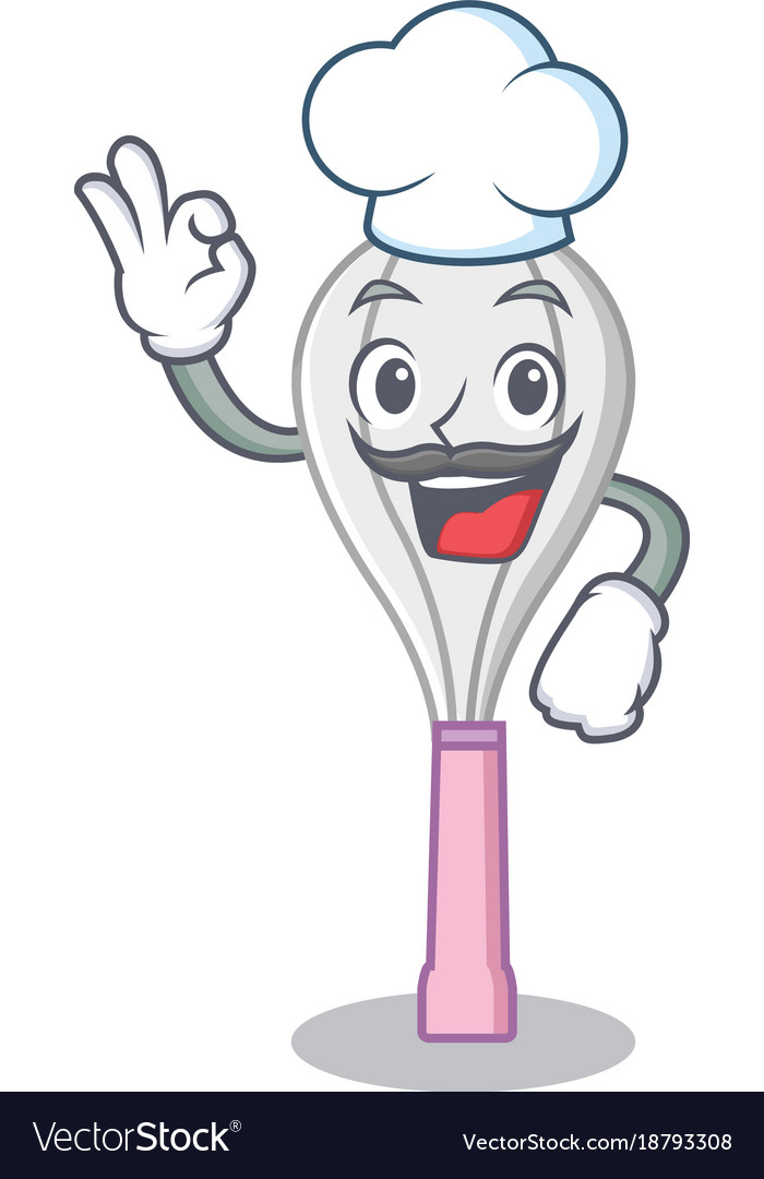 Chef whisk character cartoon style Royalty Free Vector Image