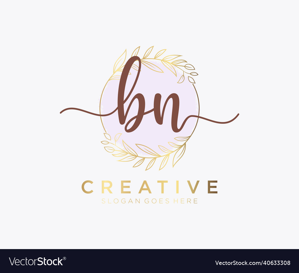 Initial bn feminine logo usable for nature salon