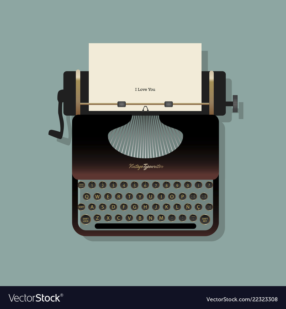 Typing machine type writer with paper sheet Vector Image