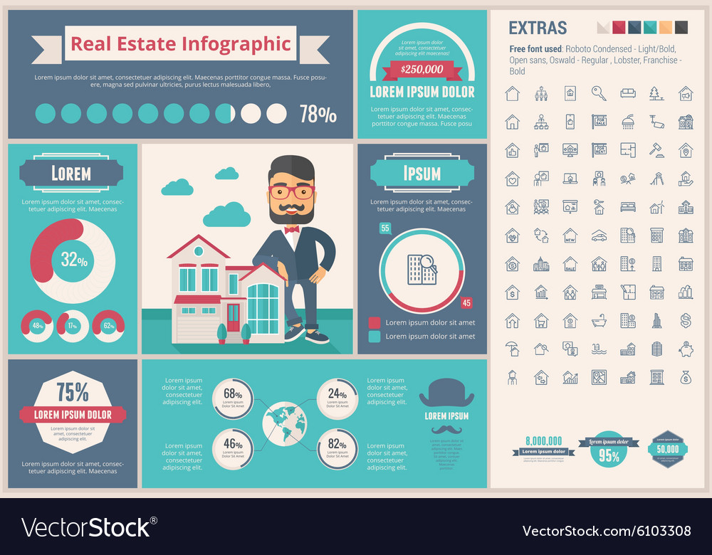 Real Estate flat design Infographic Template Vector Image