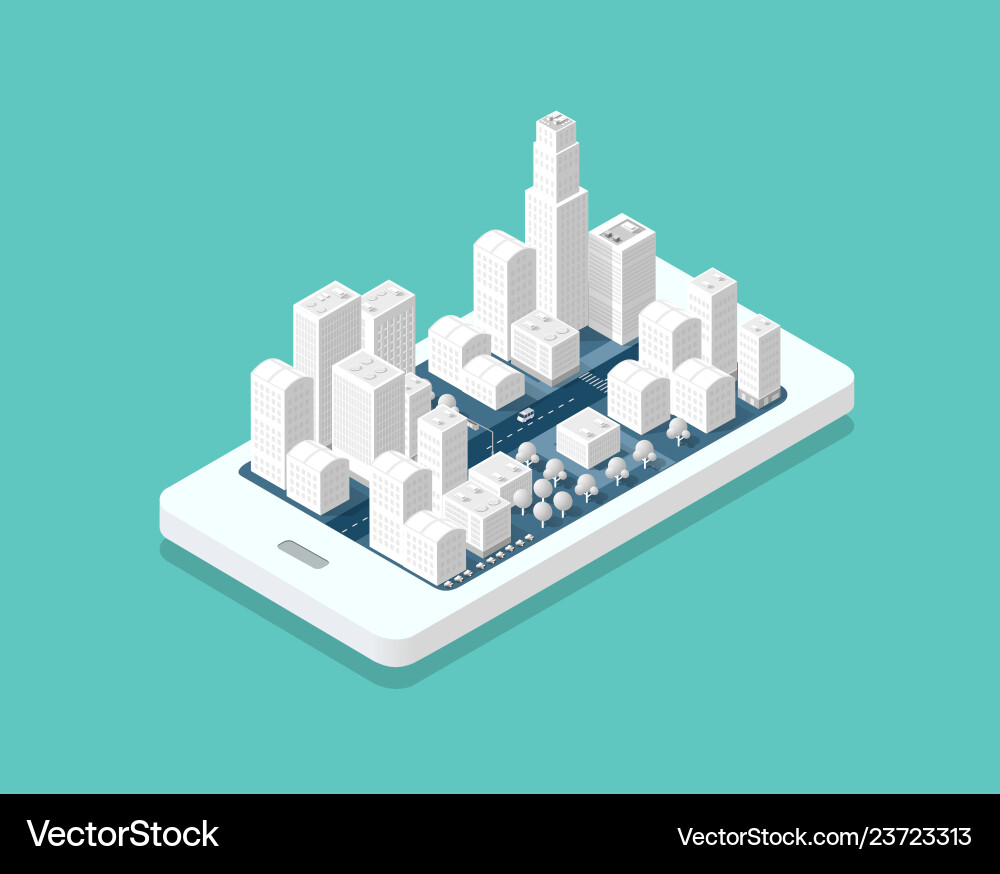 3d map isometric city Royalty Free Vector Image