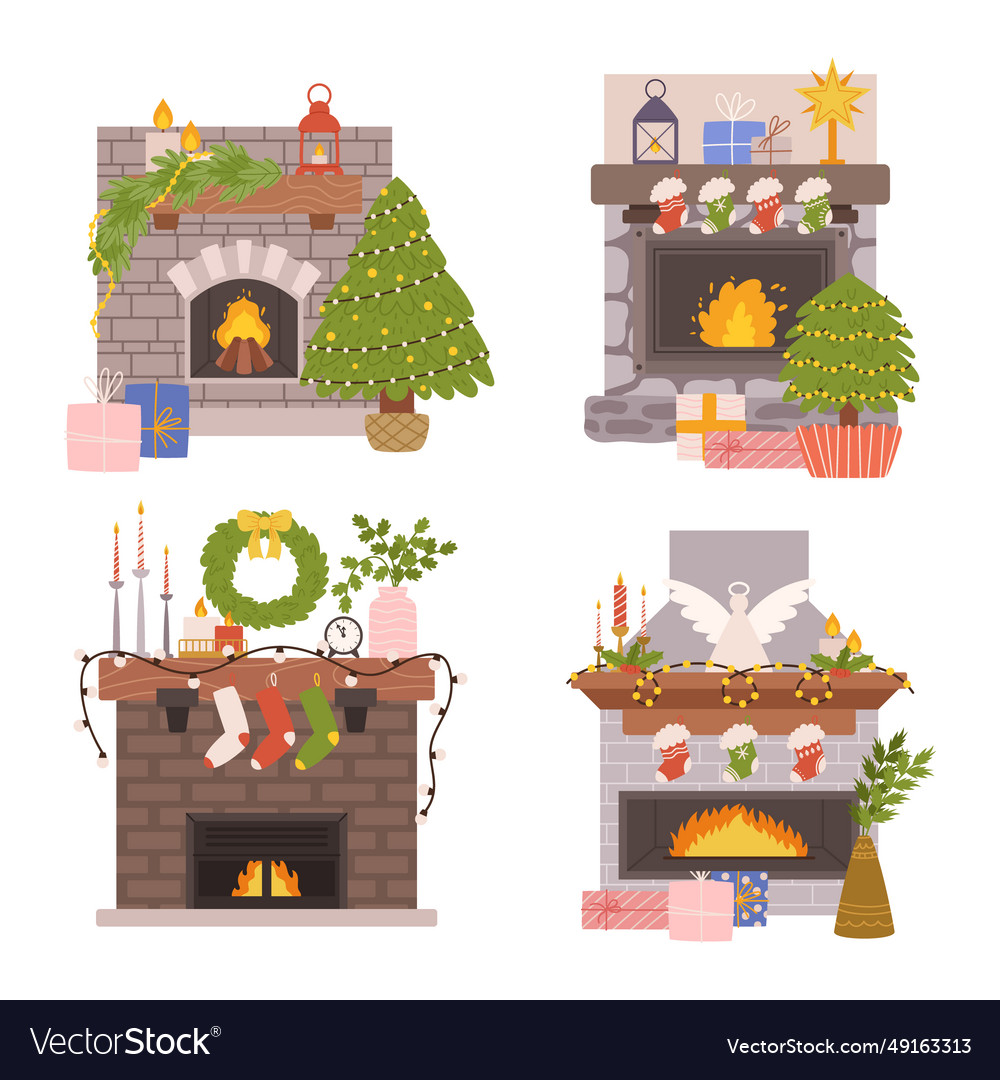 Christmas fireplaces glow with warmth and cheer