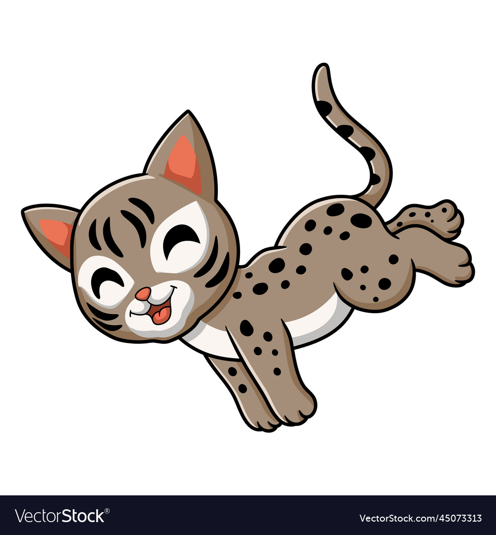 Cute ocicat cat cartoon jumping