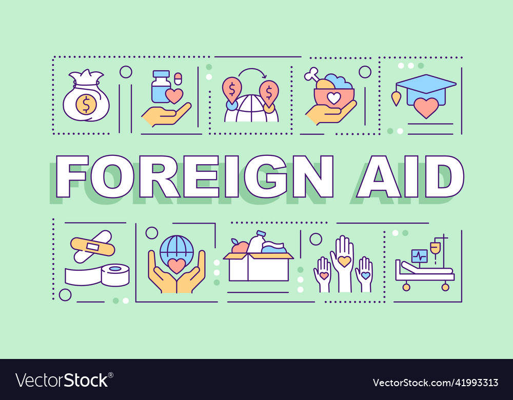 foreign-aid-word-concepts-green-banner-royalty-free-vector