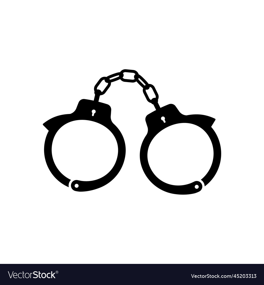 Handcuffs silhouette icon tool for arresting Vector Image