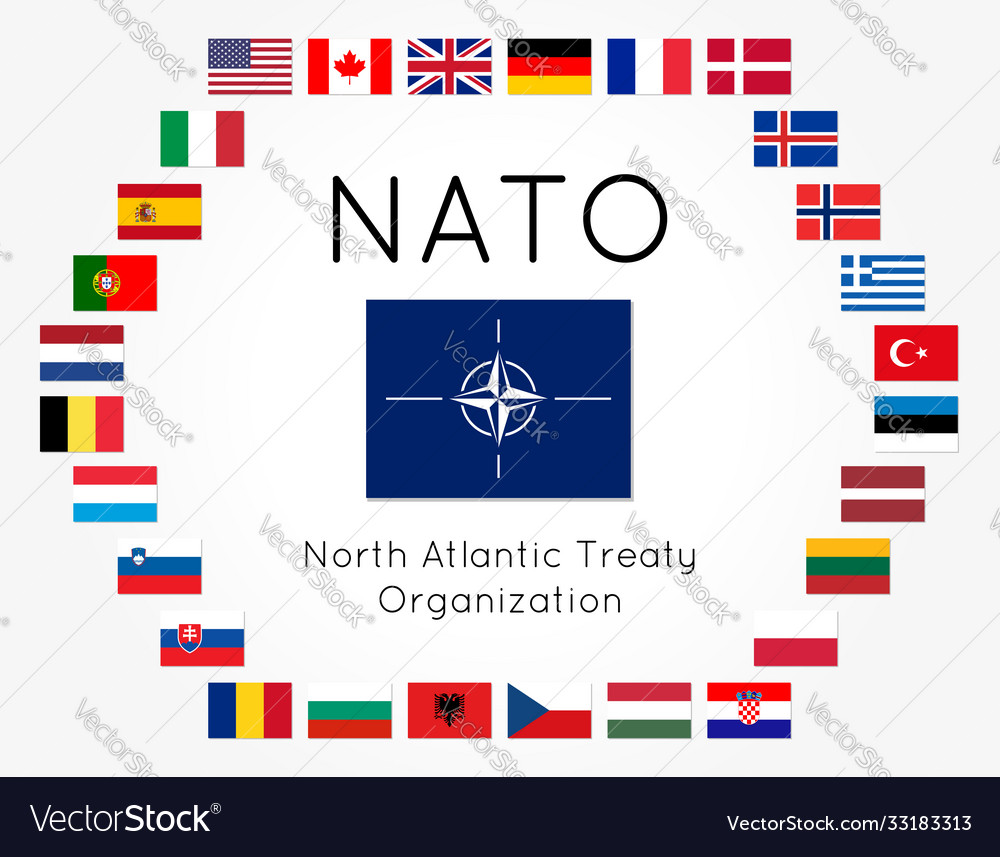 Nato flags 28 countries Royalty Free Vector Image