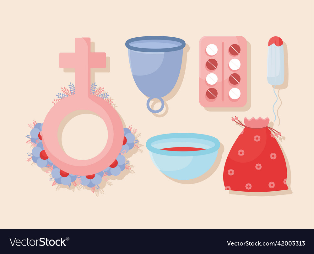 Six women menstrual items