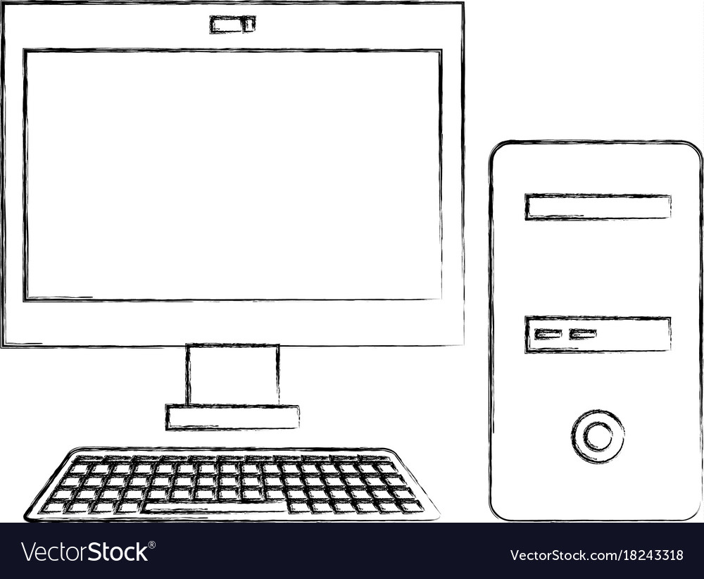 Computer desktop isolated icon Royalty Free Vector Image