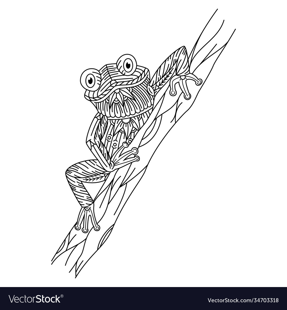 Hand drawn frog in entangle style