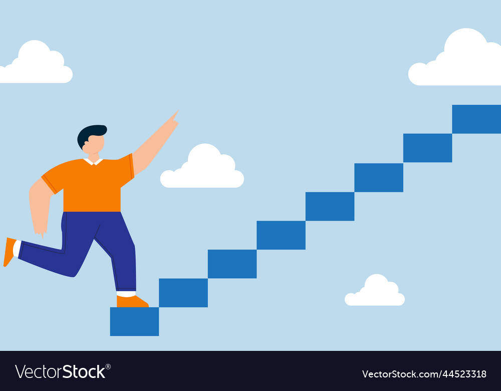 Ladder of success businessman climb up stair way Vector Image