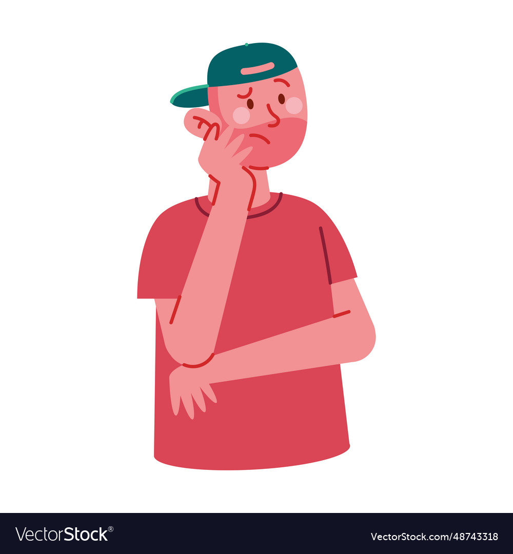 Man thinking worried Royalty Free Vector Image