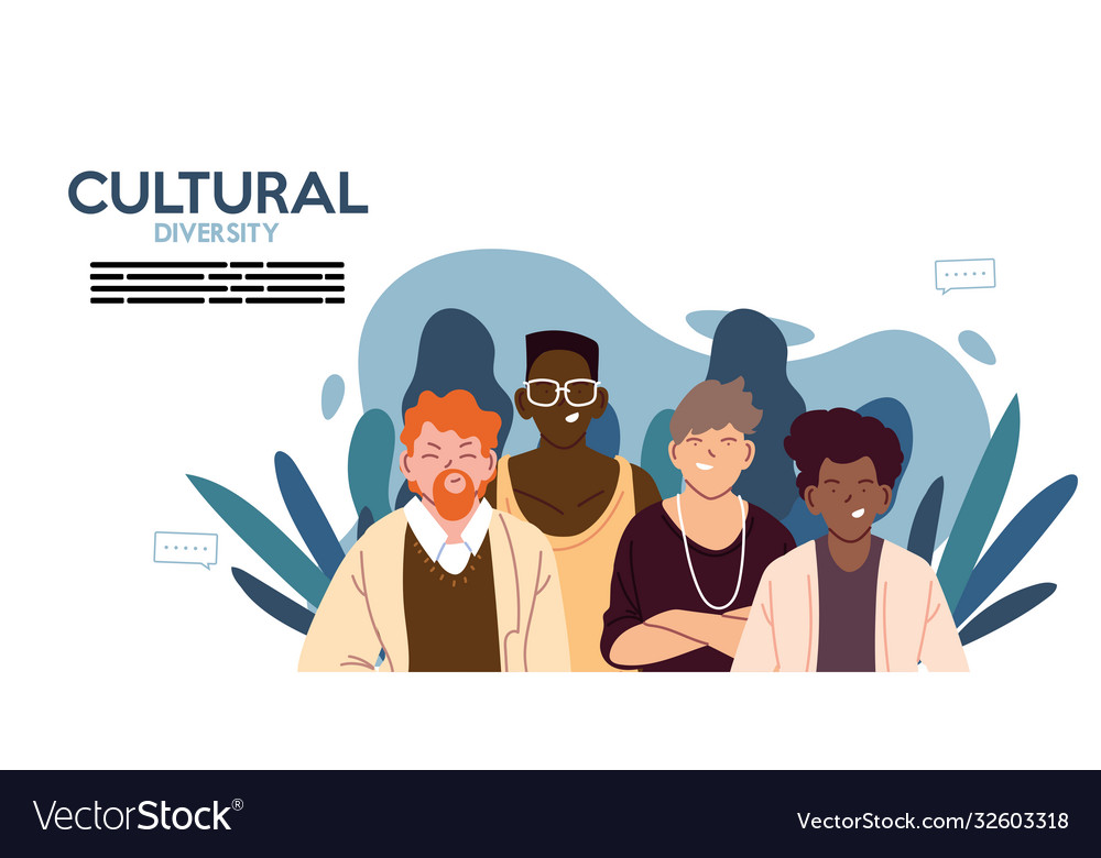 Men cartoons cultural diversity with leaves Vector Image