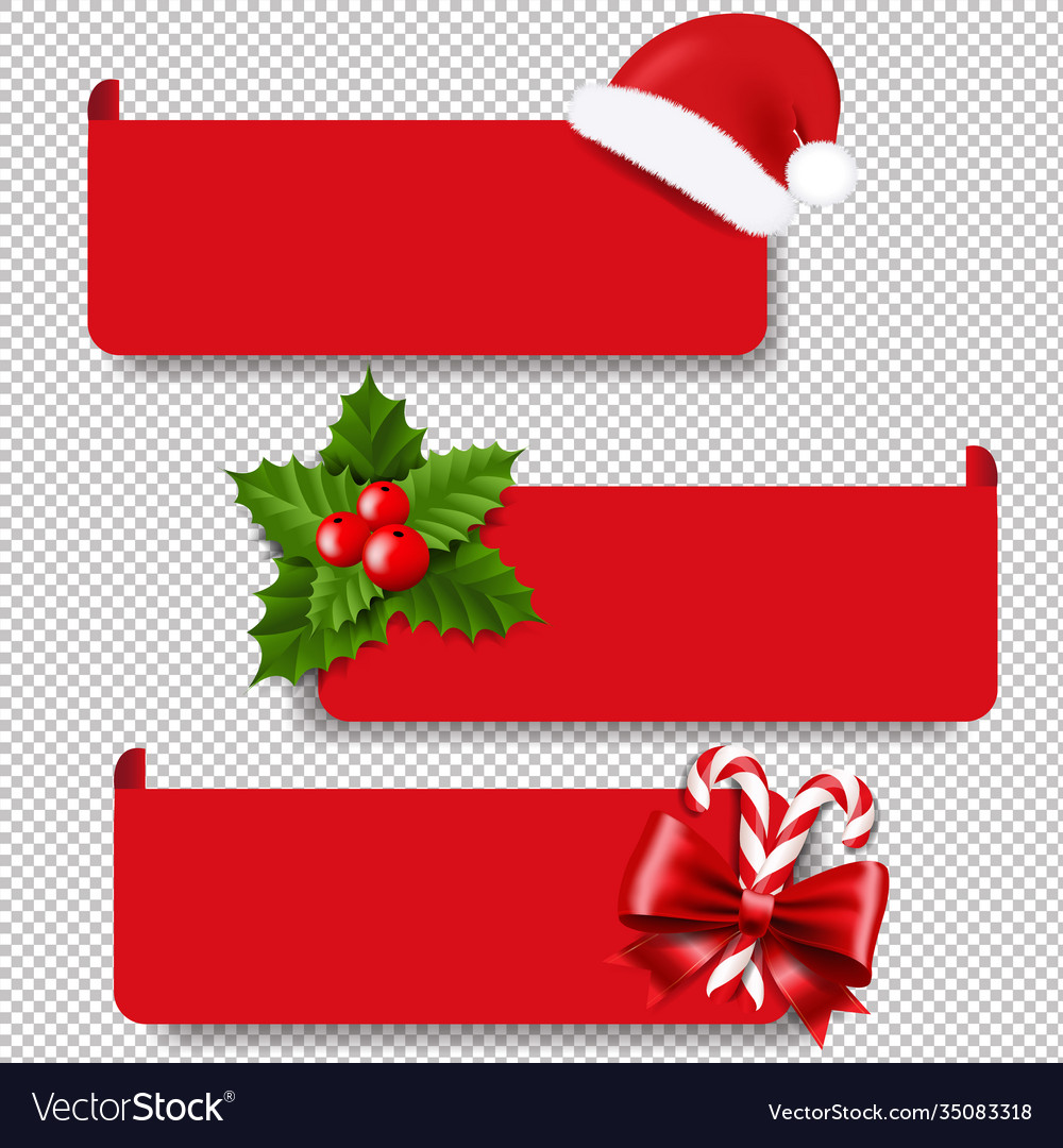 Xmas labels with holly berry se transparent Vector Image