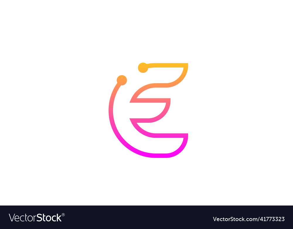 E pink alphabet letter icon logo design with dot Vector Image