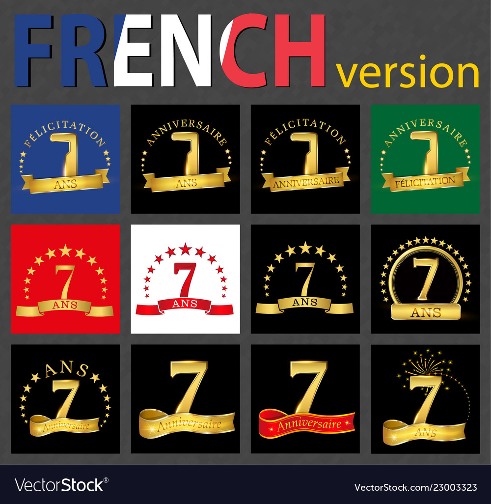 French set of number 7 templates Royalty Free Vector Image