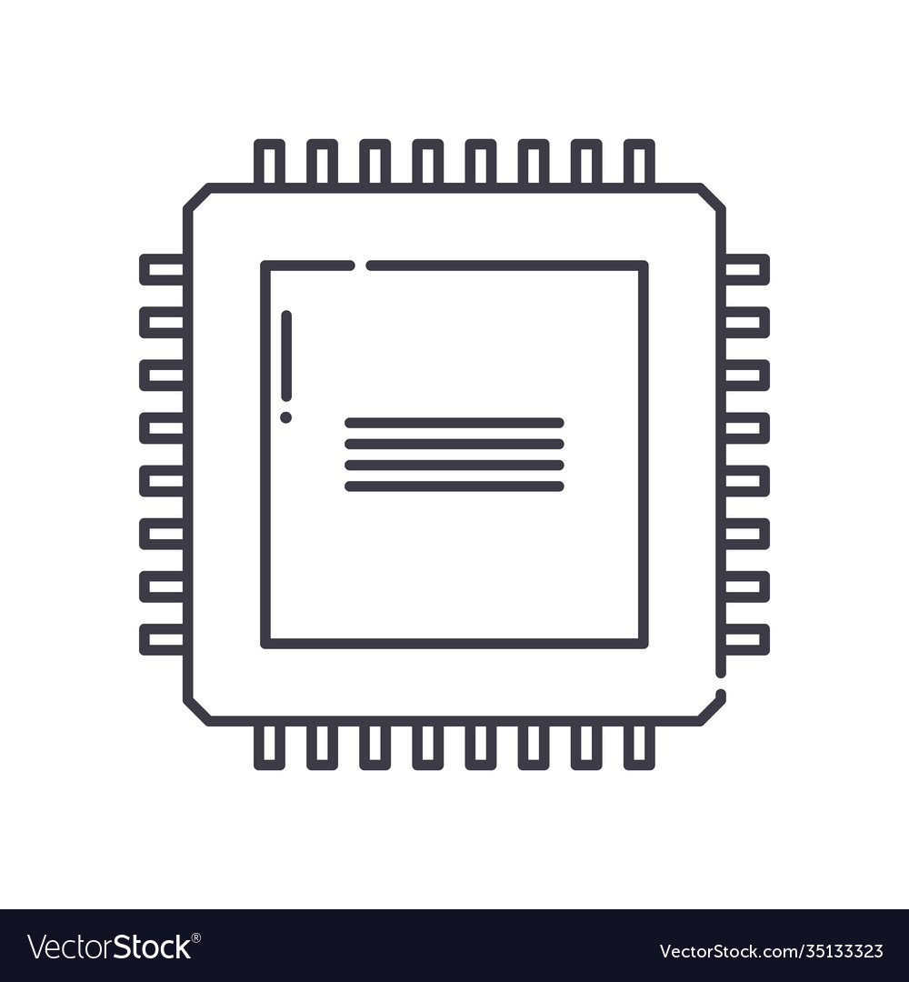 Micro controller icon linear isolated Royalty Free Vector