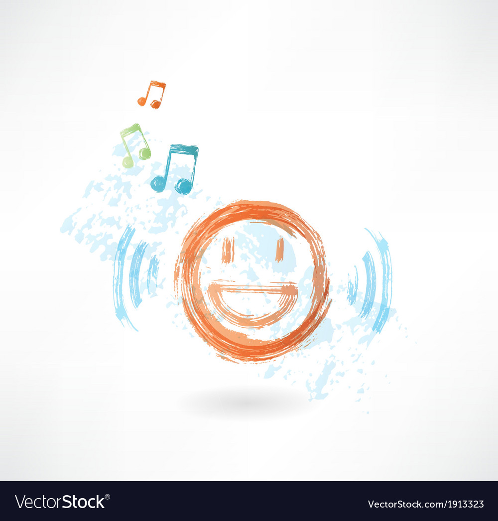 Music smile grunge icon