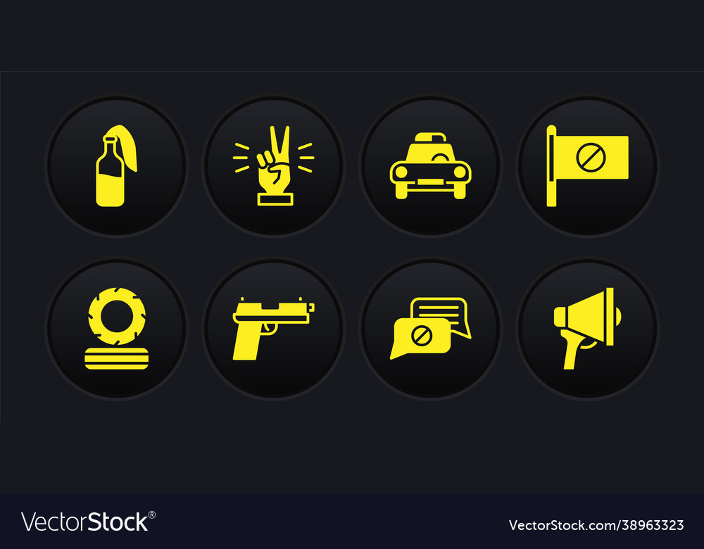 Set lying burning tires protest pistol or gun