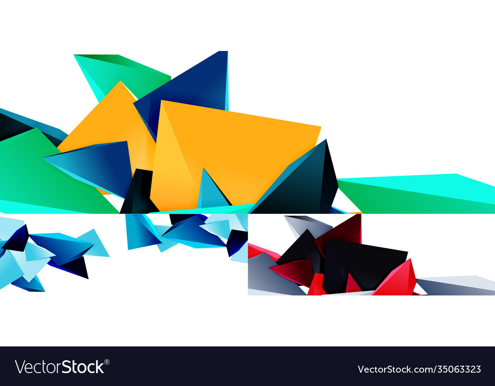 Set triangle mosaic abstract backgrounds 3d