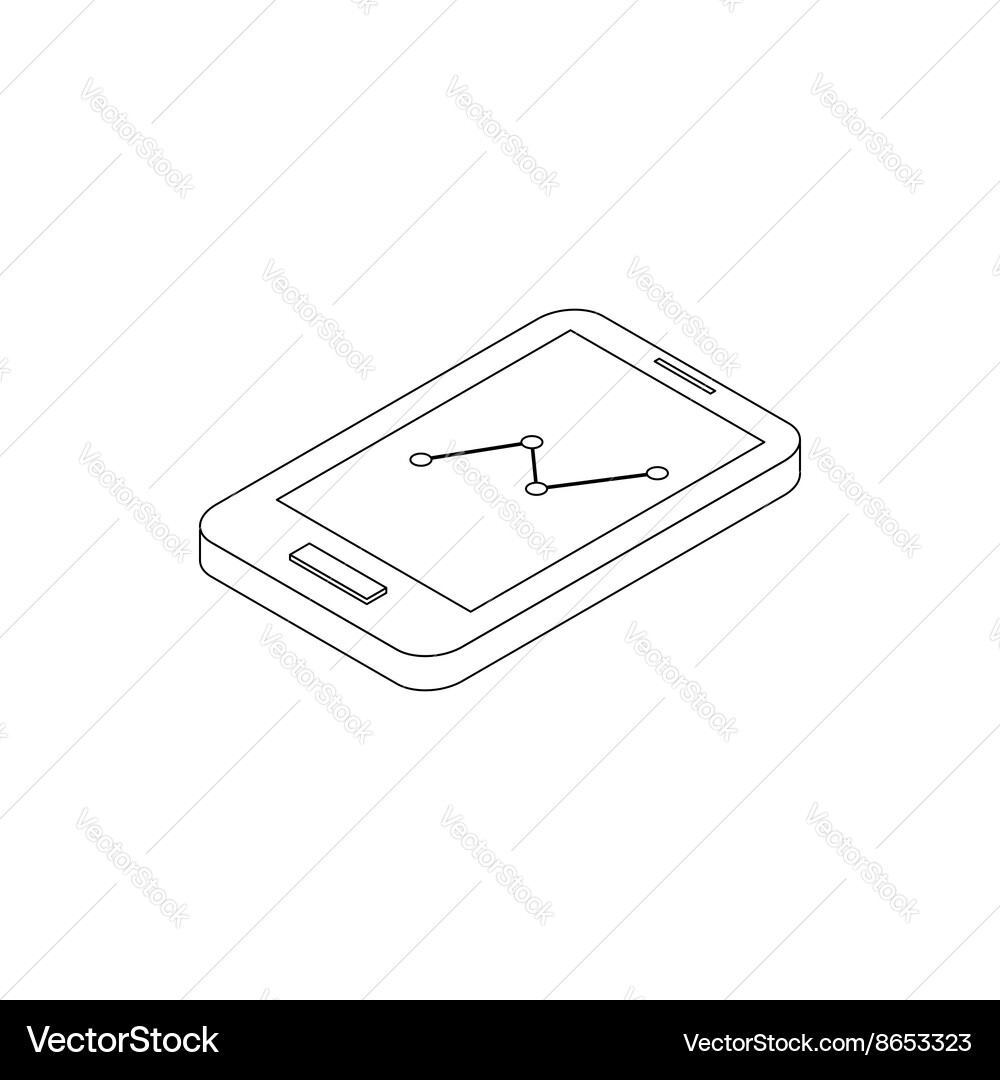 Smartphone with graph icon isometric 3d style Vector Image