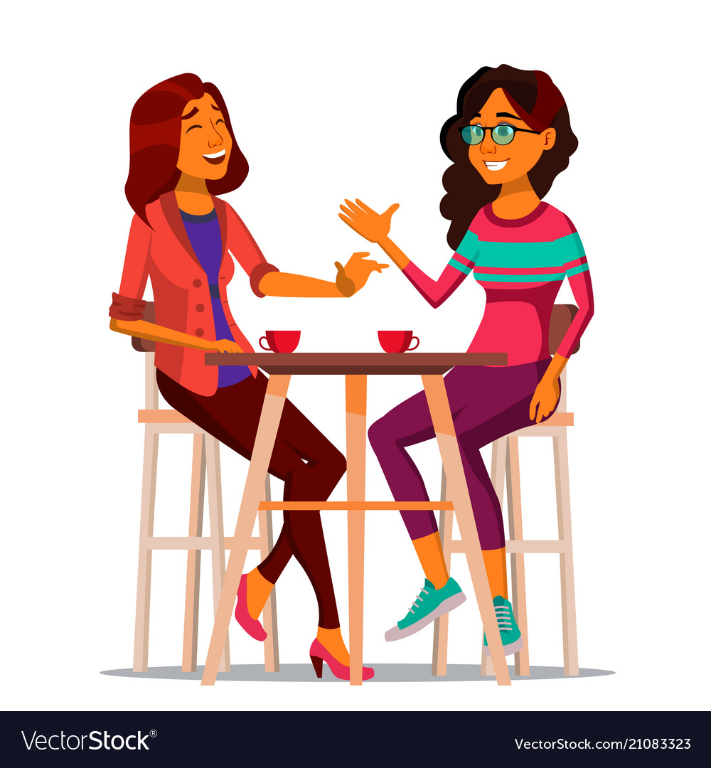 Download Two woman friends drinking coffee best Royalty Free Vector