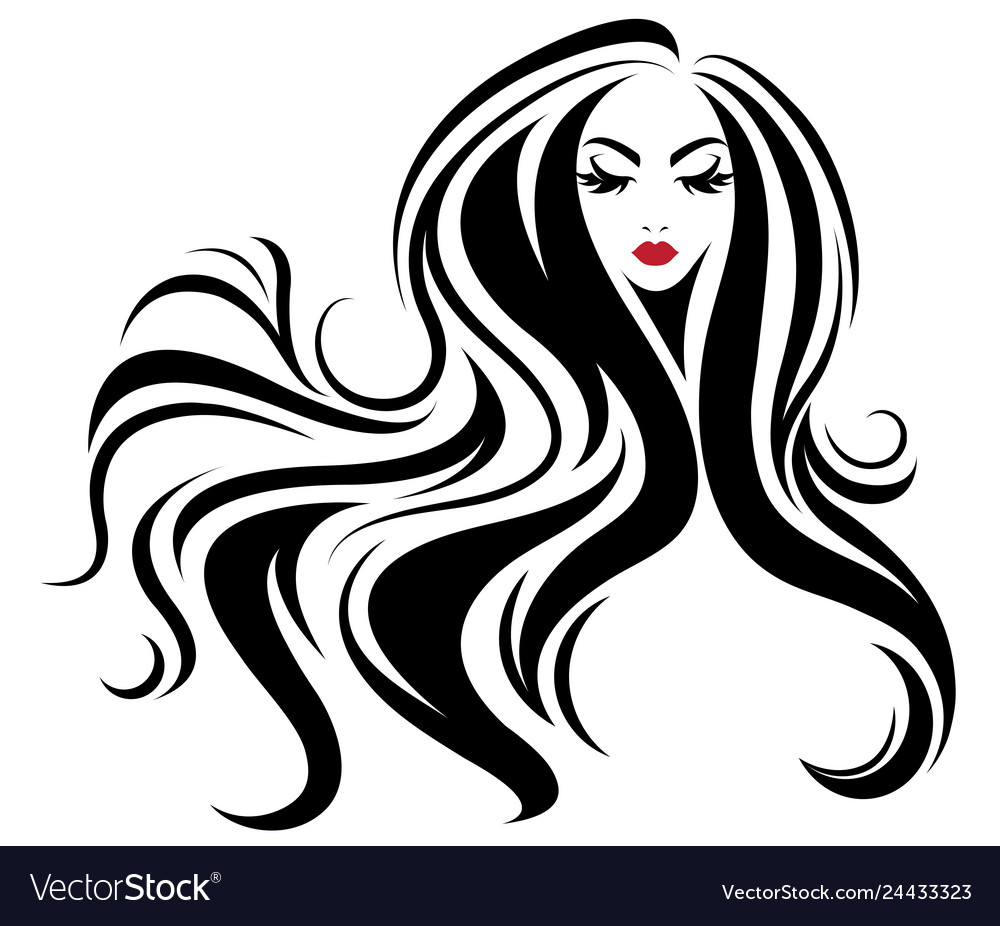 Women long hair style icon logo on white Vector Image