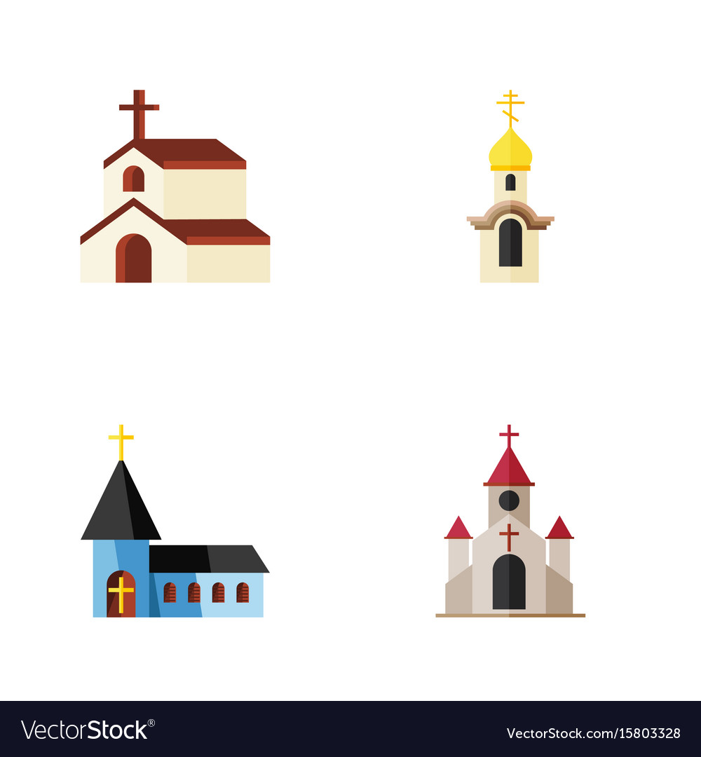 Flat icon building set of structure religion