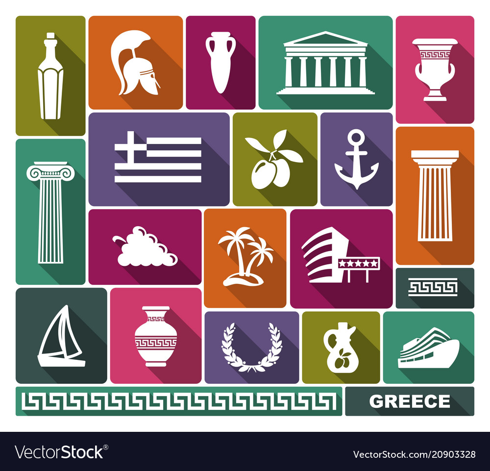 Greece icons Royalty Free Vector Image - VectorStock