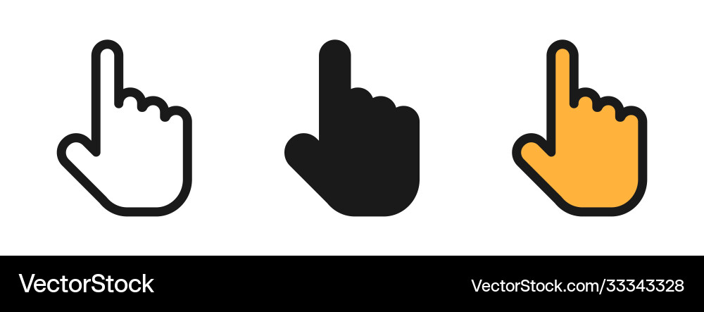 Hand hands icons cursor click collection Vector Image