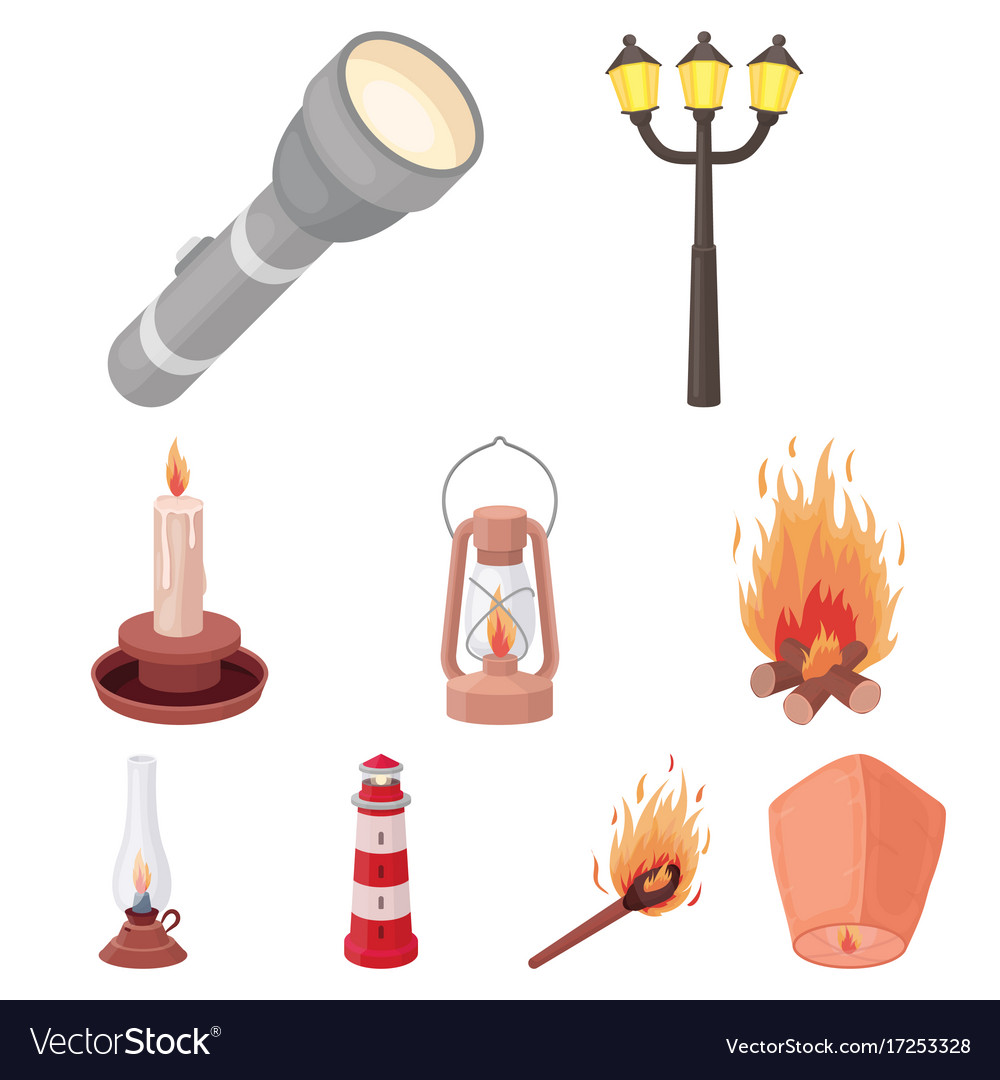 Light source set icons in cartoon style big Vector Image