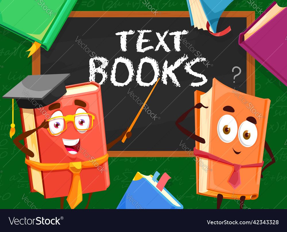 Textbook cartoon characters in school funny books Vector Image Textbook cartoon characters in school funny books Vector Image