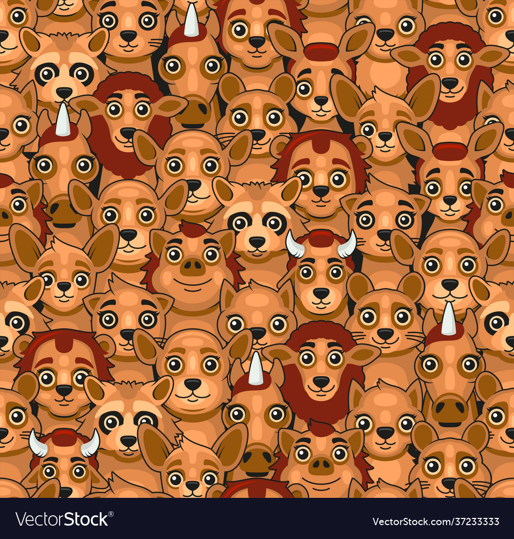 Animals seamless pattern cute cartoon style vector image Animals seamless pattern cute cartoon style