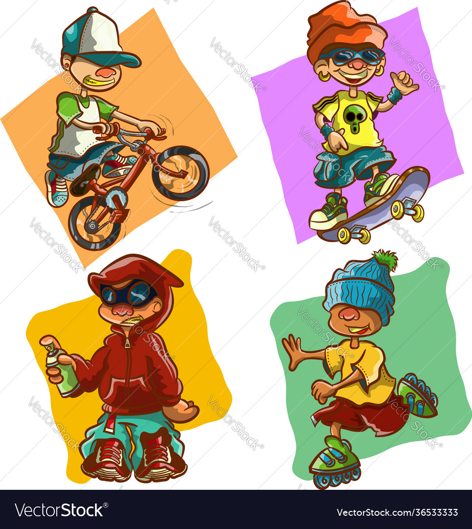 Cartoon radical boys Royalty Free Vector Image