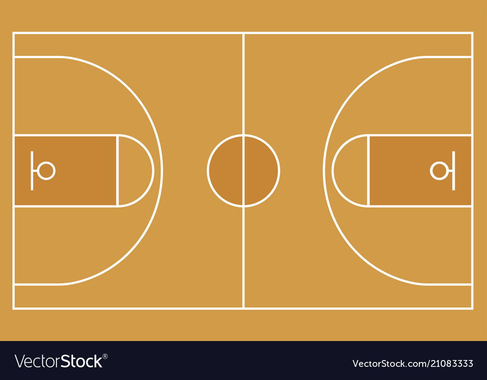 Flat basketball field top view of cour