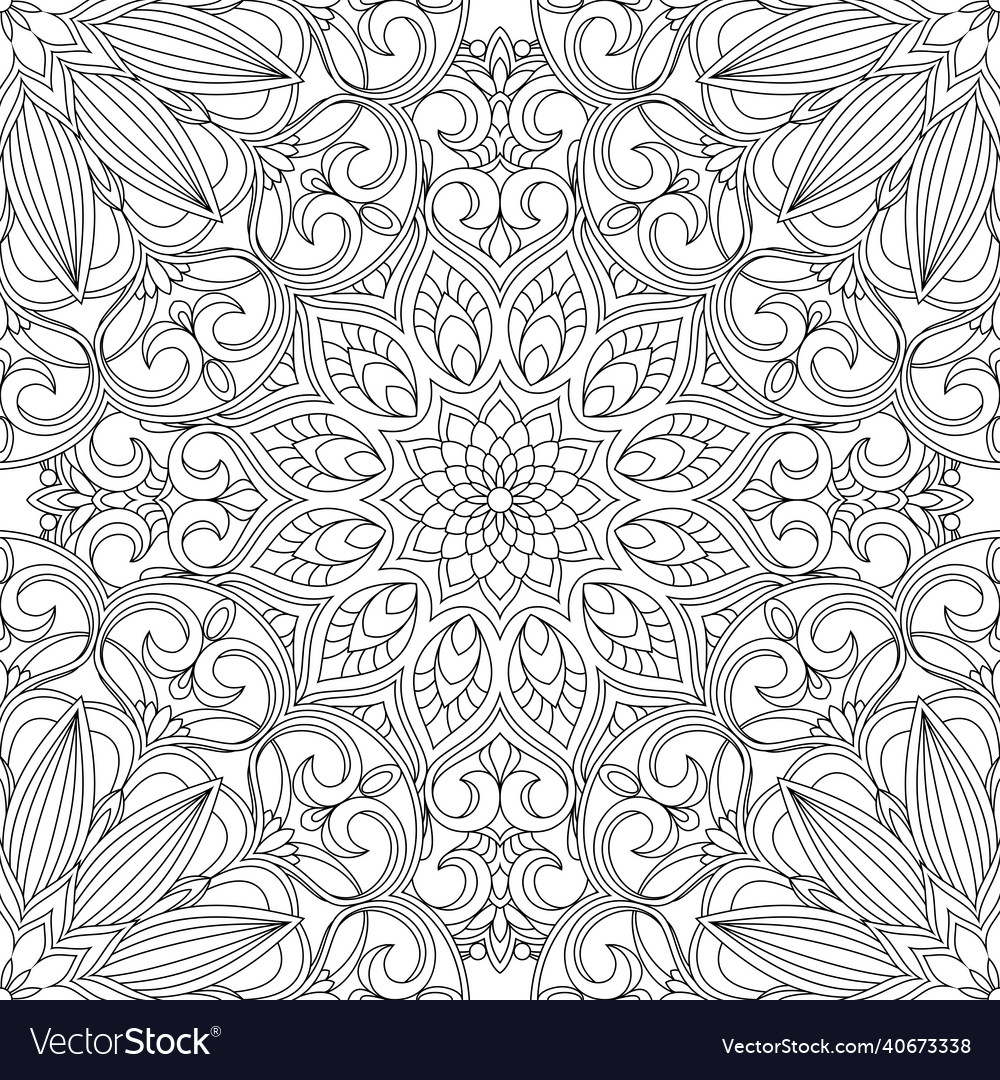 Coloring geometric floral pattern Royalty Free Vector Image