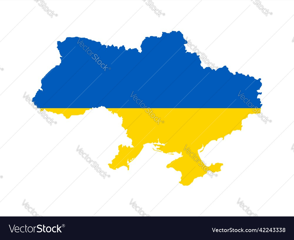 Ukraine map silhouette on the national flag Vector Image