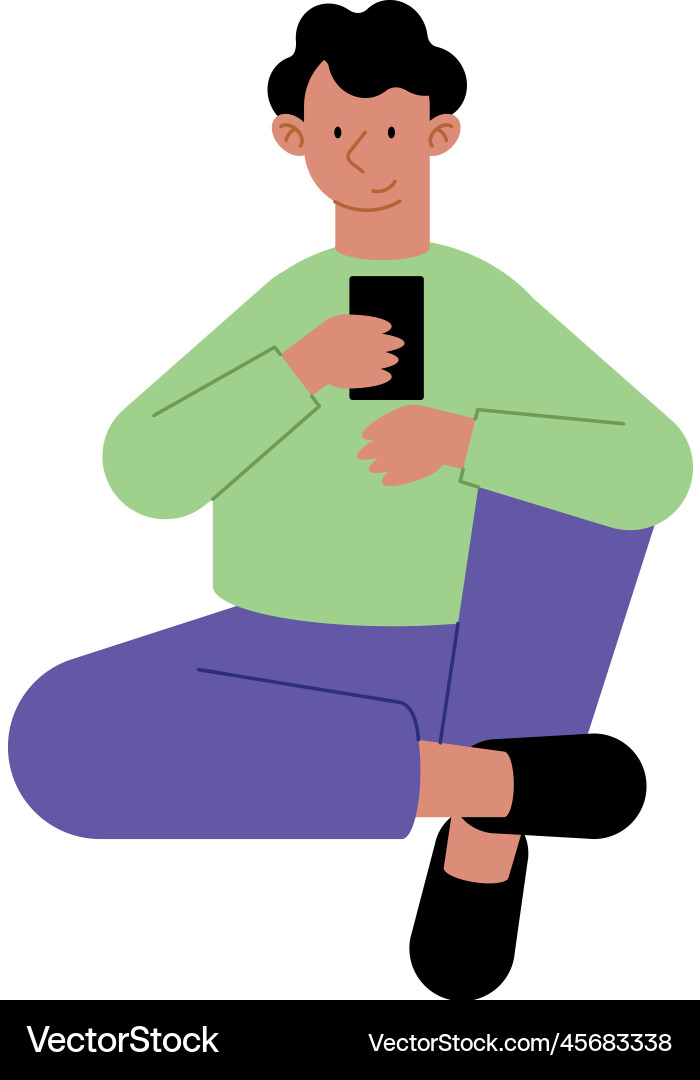 Young man using smartphone Royalty Free Vector Image