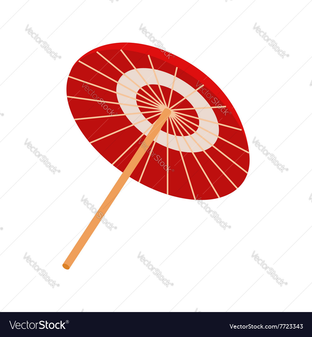 Asian parasol or umbrella icon isometric 3d style