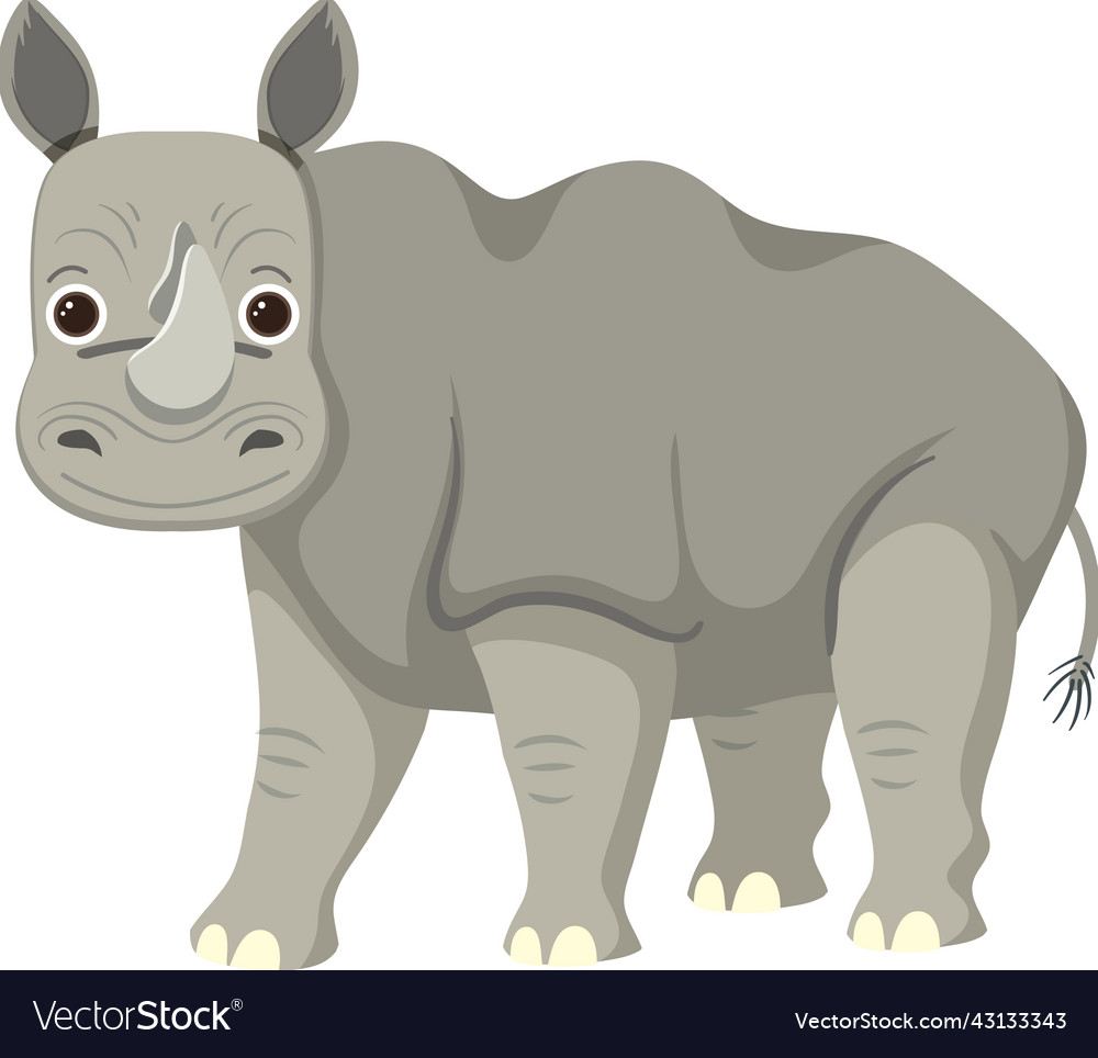 Cute rhinoceros in flat cartoon style Royalty Free Vector