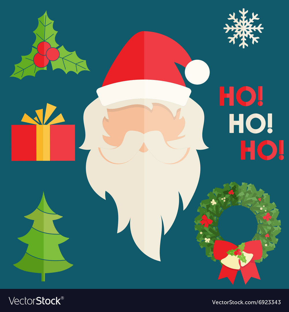 Flat design of santa claus with christmas