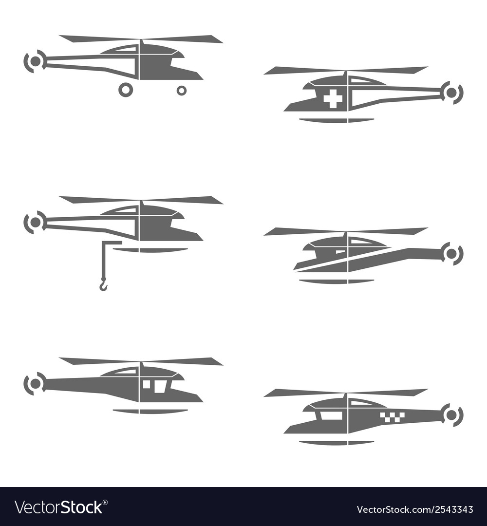 Helicopters icons set